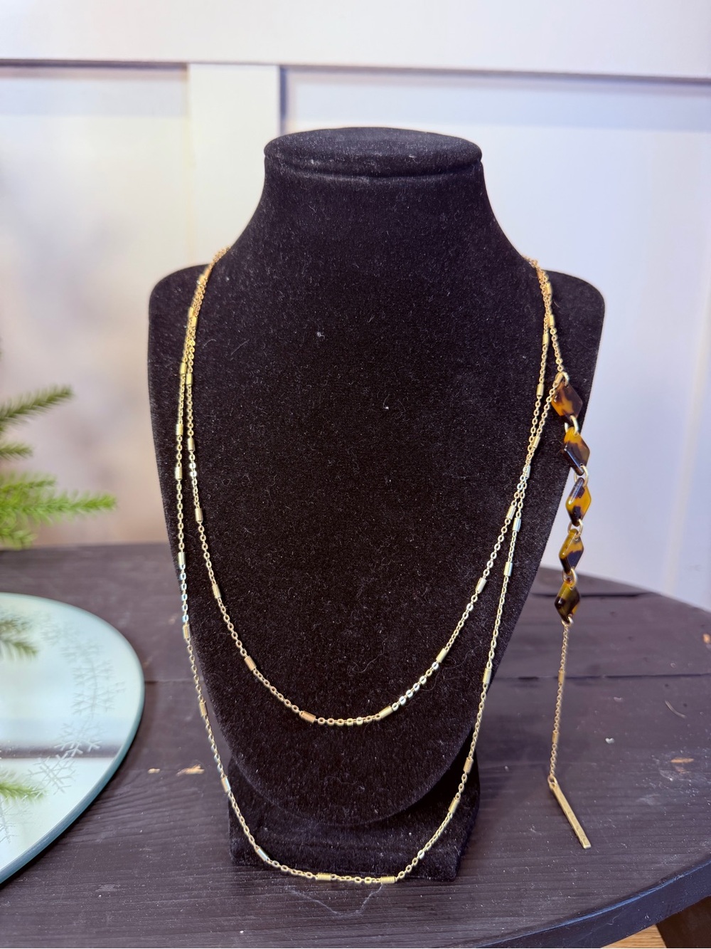 Vintage CANVAS Gold Tone station necklace